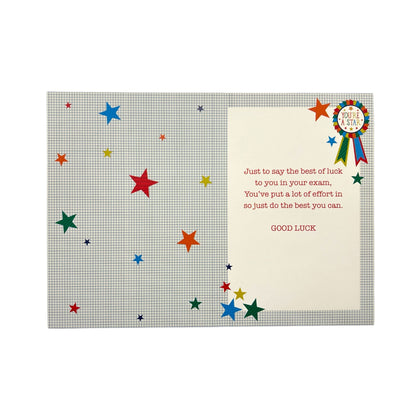 In Your Exams Colourful Rosette Design Good Luck Card