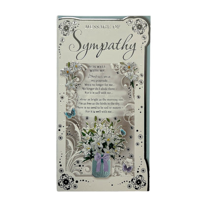 White Flowers Design Sympathy Open Traditional Card