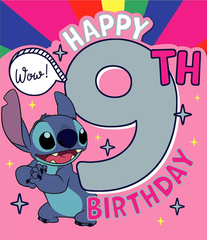 Disney Unique Stitch Design 9th Birthday Card