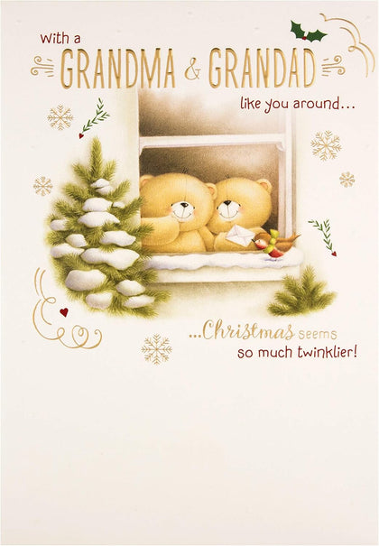 Cute Forever Friends Design Grandma and Grandad Christmas Card