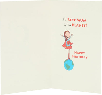 Supermum Cartoon Design Mum Birthday Card