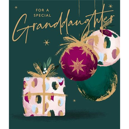 Baubles & Present Design Granddaughter Christmas Card