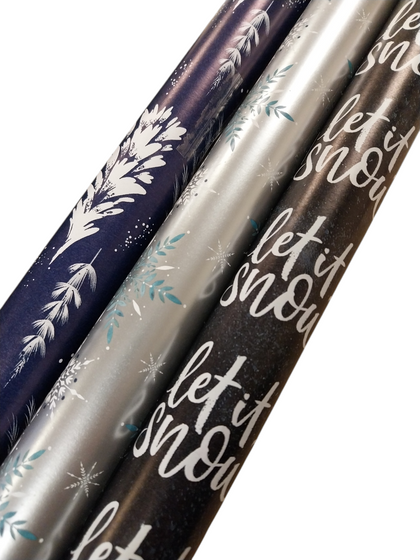 Single 3m Christmas Text OR Tree Design Gift Wrap Roll