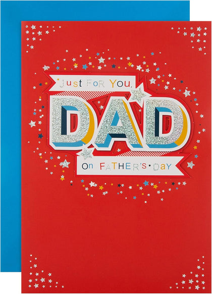 Bold Design Stars Red Holographic Foil Dad Father's Day Card 