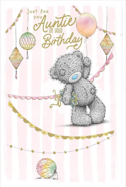 Bear And Balloon Auntie Birthday Card