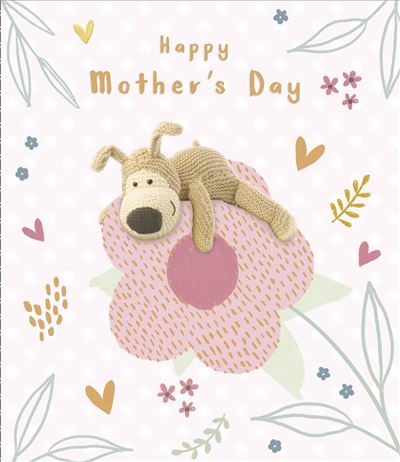 Cute Boofle On Beautiful Pink Flower Mother's Day Card