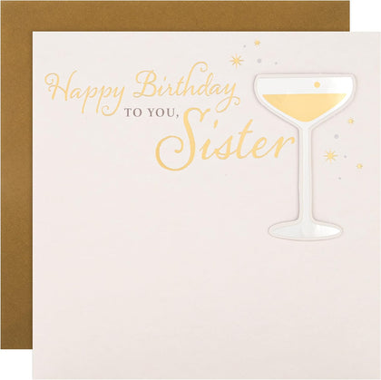 Traditional Celebratory Drink Design Sister Large Birthday Card