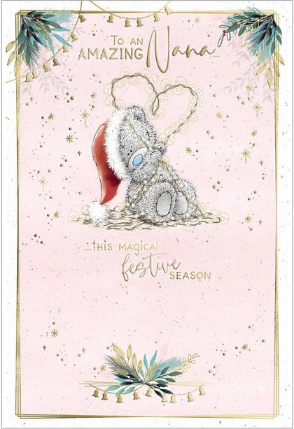 Bear With String Lights In A Heart Shape Nana Christmas Card