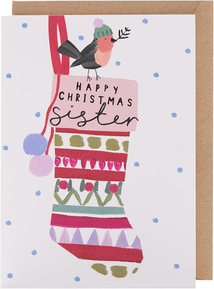 Kindred Stockings Design Sister Blank Christmas Card