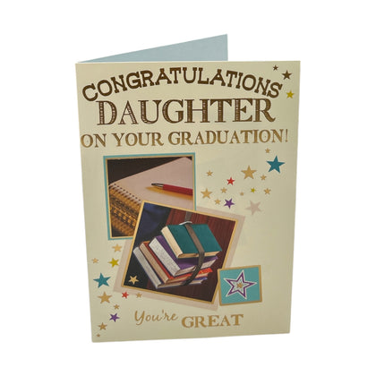 Congratulations Daughter You're Great Books Design Graduation Card