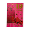 Age 19 Female Traditional Shopping Bag and Red Shoes Design Birthday Card