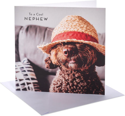 Dog & Hat Design Nephew Birthday Card