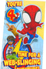 Marvel Spidey and His Amazing Friends Design 4th Birthday Card with Badge and Activity Inside