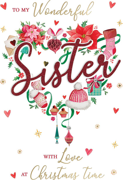 Embellished Magnifique To My Wonderful Sister Large Christmas Card