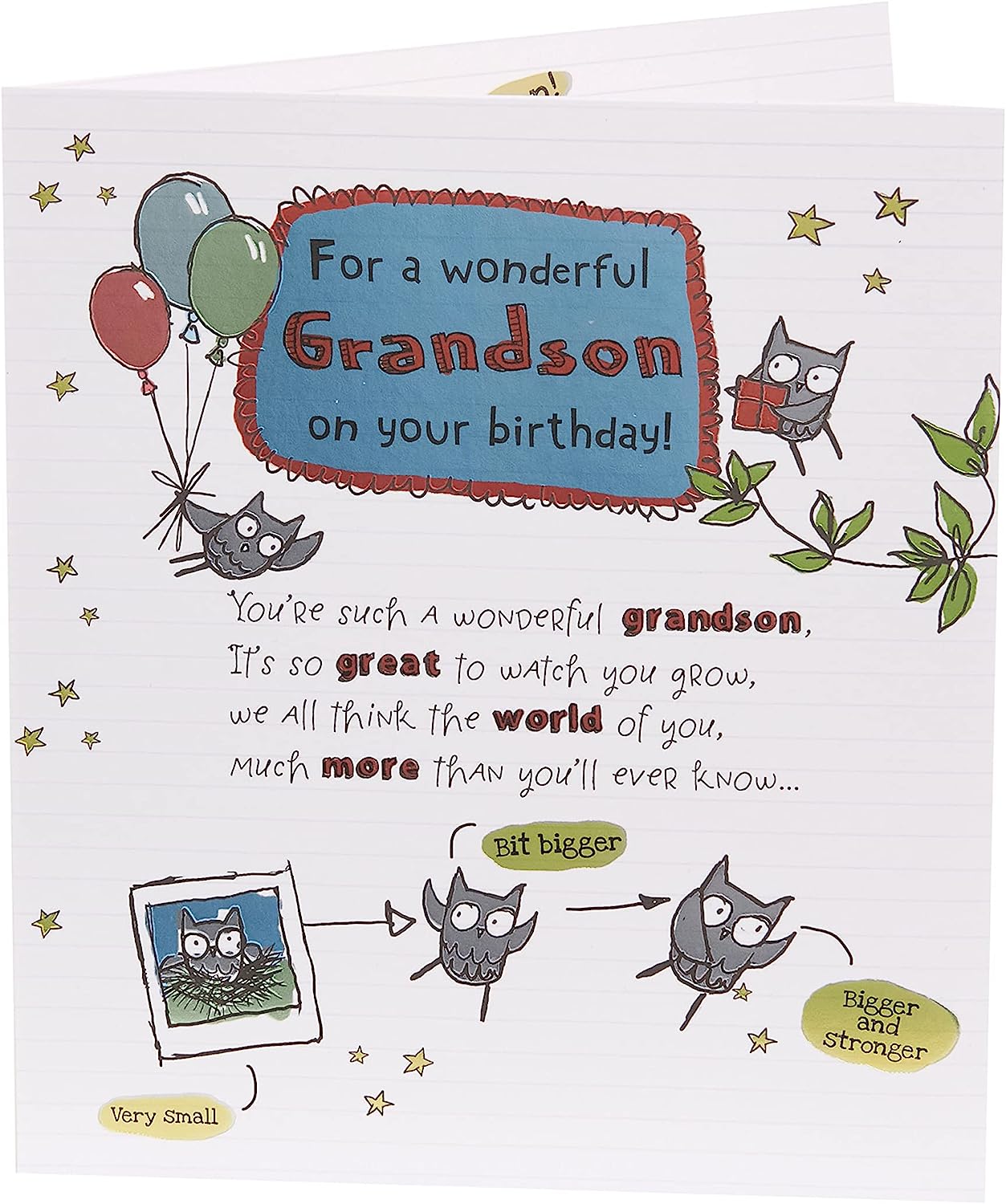 Cute Design with Owl Illustration and Sentimental Verse Grandson Birth ...