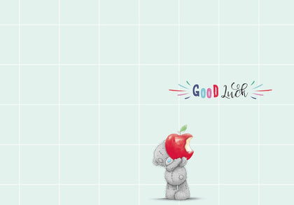 Bear Running With Small Apple First Day At School Good Luck Card