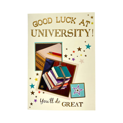 In Your New University Multi Stars Design Good Luck Card