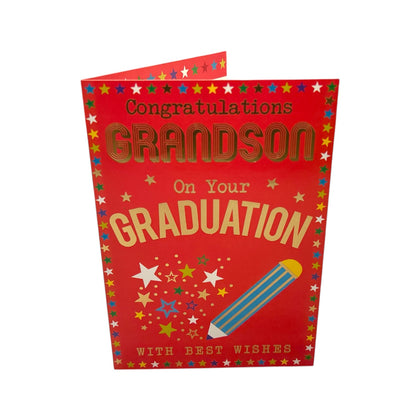 Grandson On Your Graduation Multi Stars Design Congratulations Card