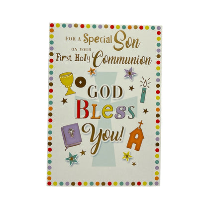 For Son First Holy Communion Religious Greeting Card