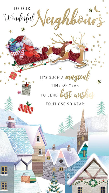 Embellished Hand-Finished Wonderful Neighbours Christmas Card