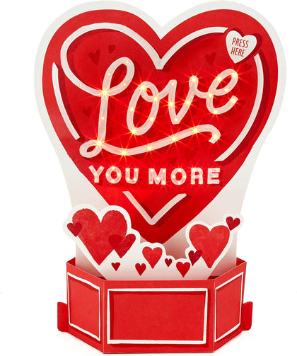 3D Pop Up Musical and Light Up Love Heart Design Valentine's Day Card