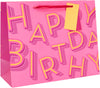 Pink Happy Birthday Design Large Gift Bag For Her, Friend