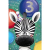 Zebra Head Design 3rd Birthday Boy Card