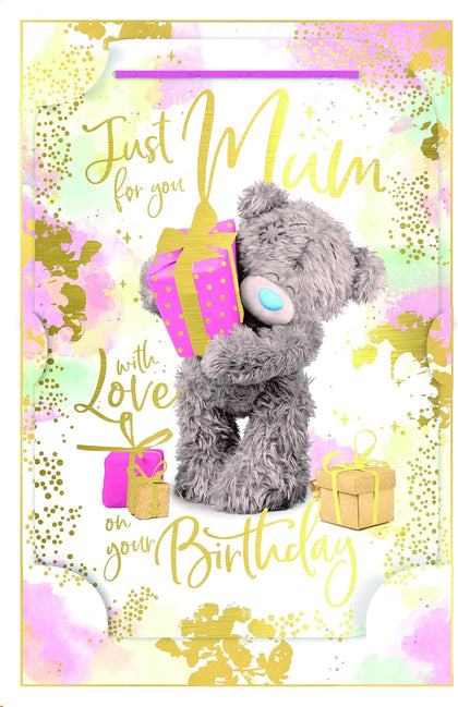 Bear Holding Spotty Gift Mum Birthday Card