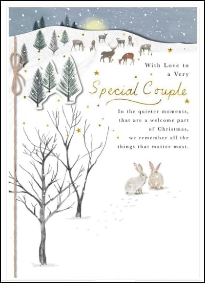 Die-Cut Illustrated Winter Scene Design For A Special Couple Christmas Card