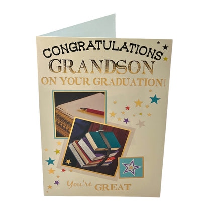 Congratulations Grandson You're Great Books Design Graduation Card