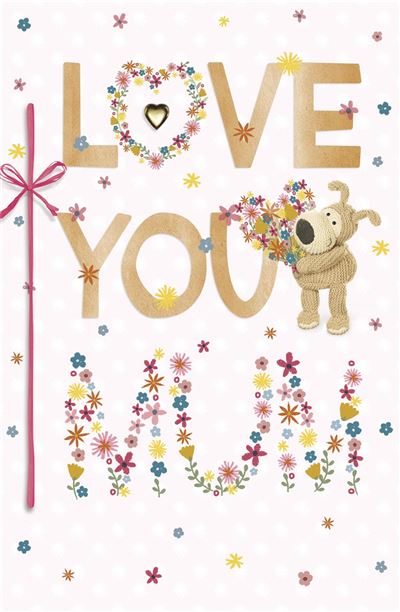 Love You Mum Floral Boofle Design Mother's Day Card