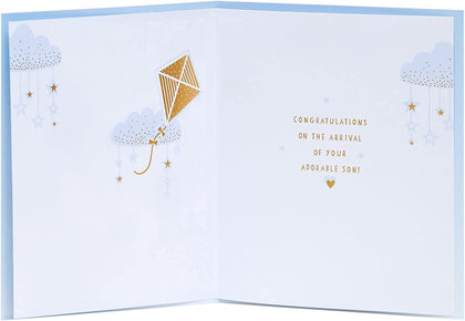 Laser Cut Design Welcome to The World Baby Boy Congratulations Card