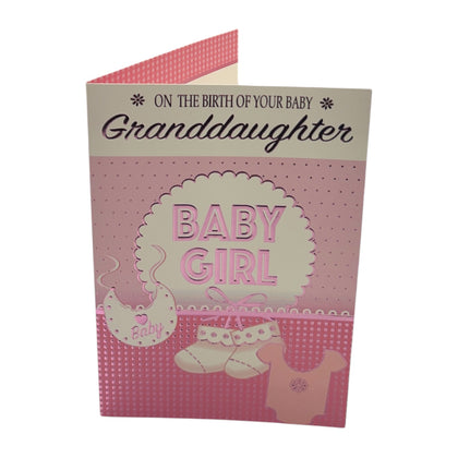 On The Birth Of Granddaughter Charming Pink Design Congratulations Card