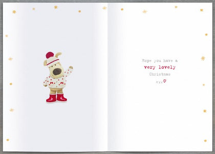 Boofle Next to Bouquet Gran Christmas Card