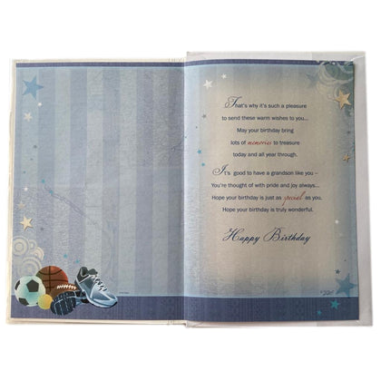 Special Grandson Sports Balls Design Sentimental Verse Birthday Card