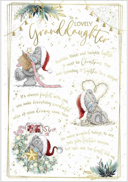 Bears With Decorations And Lights Granddaughter Christmas Card