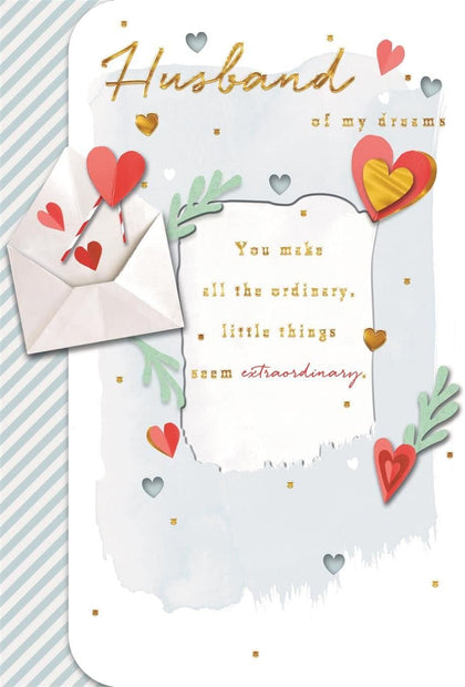 Hearts Design Husband of My Dreams Valentine's Day Card 