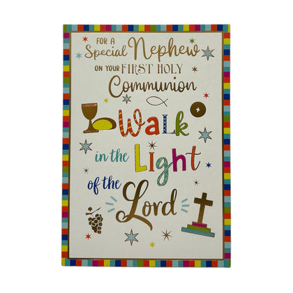 For Nephew Walk In The Light First Holy Communion Religious Card