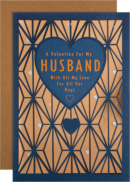 Traditional Heart Design Husband Valentine's Day Card