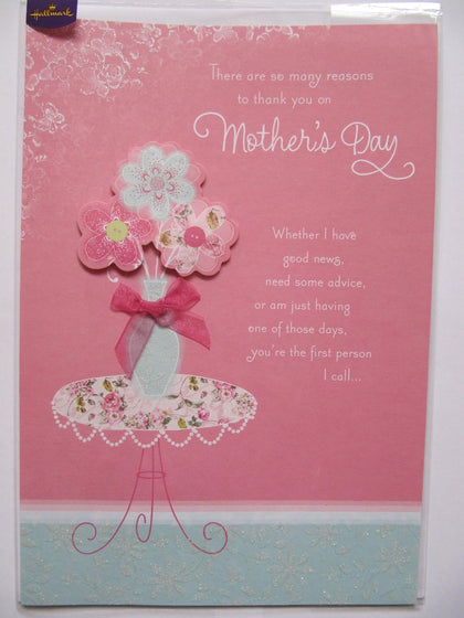 Stunning Large Glitter Coated Luxury Raised Flowers Mother's Day Card