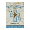 For Special Son Dove And Cross Blue Design Confirmation Religious Greeting Card