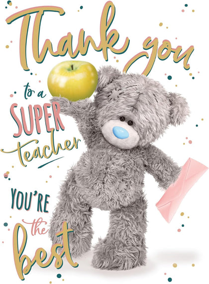 Bear With Apple Thank You Teacher Card