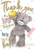 Bear With Apple Thank You Teacher Card