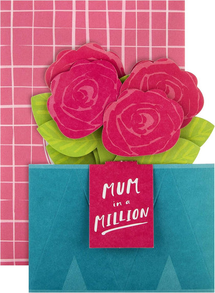 Red Flowers 'Paper Wonder' Design Pop Up Mother's Day Card