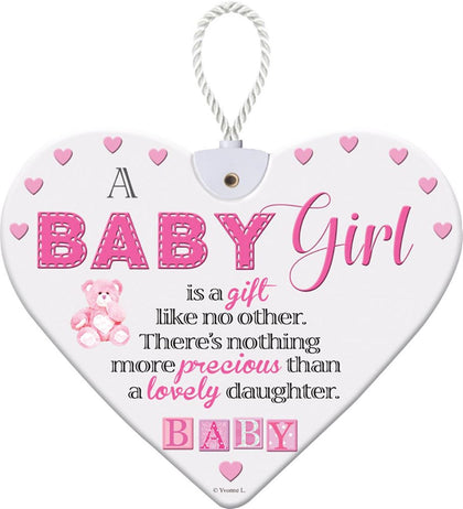 BABY GIRL HeartFelts Hanging Plaque