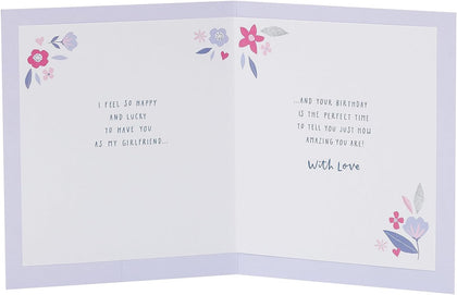 Flower Heart Design Girlfriend Birthday Card