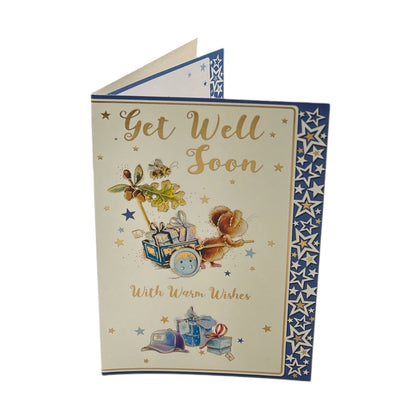 Get Well Soon Mouse Pulls Wagon Design Greeting Card