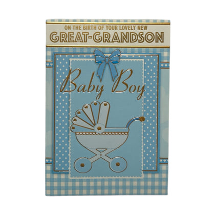 On Birth Of New Baby Great Grandson Traditional Design Congratulations Card