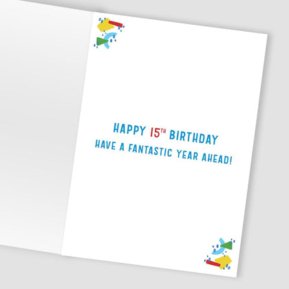 Contemporary Fun Fiesta! Boy 15th Birthday Card