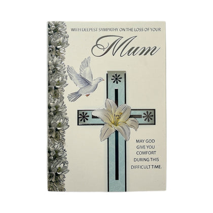 Loss Of Your Mum Dove and Cross Border Design Sympathy Card